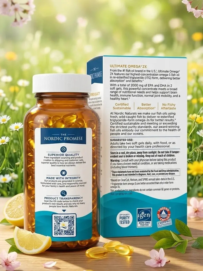 Nordic Naturals Ultimate Omega 2X Lemon Flavor - 120 Soft Gels - 2150 Mg Omega-3 - High-Potency Fish Oil with EPA & DHA